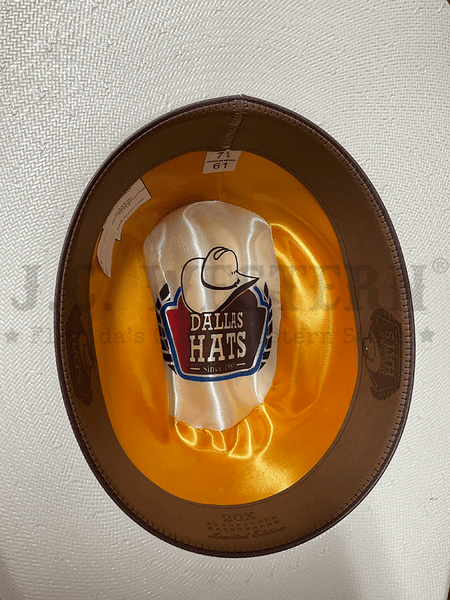 Dallas Hats TULSA 01 20X Straw Hat Cream inside view. If you need any assistance with this item or the purchase of this item please call us at five six one seven four eight eight eight zero one Monday through Saturday 10:00a.m EST to 8:00 p.m EST