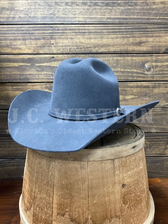Justin JF0342RDEO40-GRY 3X Rodeo Wool Western Hat Smoke Grey side / front view. If you need any assistance with this item or the purchase of this item please call us at five six one seven four eight eight eight zero one Monday through Saturday 10:00a.m EST to 8:00 p.m EST
