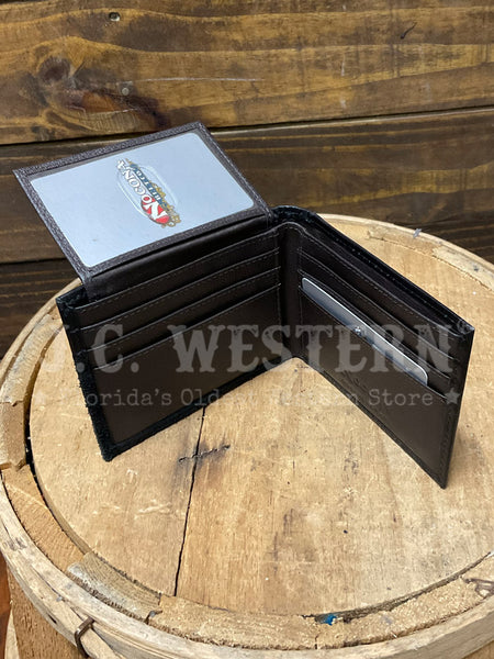 Nocona N5413701 Mens Roughout Cross Bifold Wallet Black back view. If you need any assistance with this item or the purchase of this item please call us at five six one seven four eight eight eight zero one Monday through Saturday 10:00a.m EST to 8:00 p.m EST