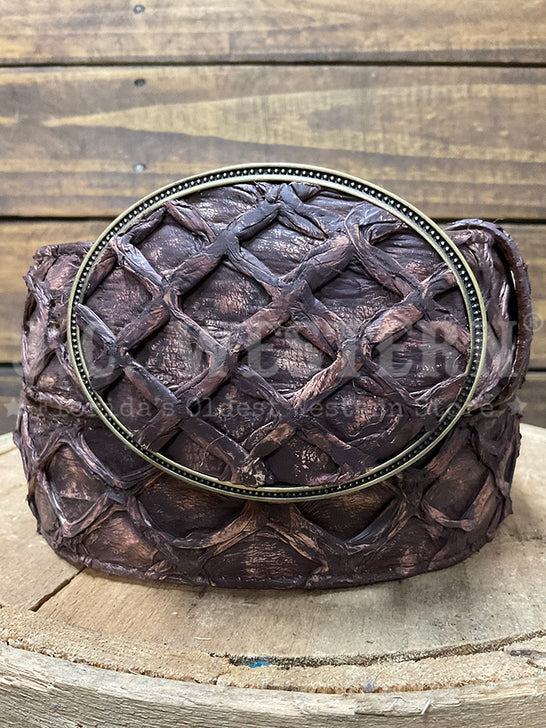 Los Altos C11A1085 Mens Pirarucu Belt Rustic Brown Bark front view. If you need any assistance with this item or the purchase of this item please call us at five six one seven four eight eight eight zero one Monday through Saturday 10:00a.m EST to 8:00 p.m EST