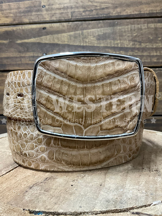 Los Altos C11A8254 Mens Caiman Belly Belt Amber Tan front view. If you need any assistance with this item or the purchase of this item please call us at five six one seven four eight eight eight zero one Monday through Saturday 10:00a.m EST to 8:00 p.m EST