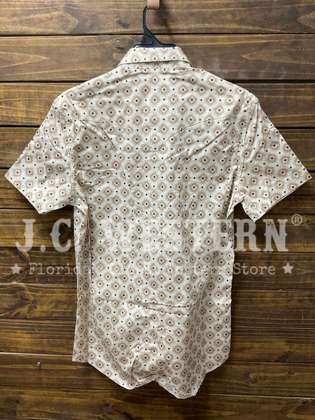 Rock & Roll Denim BMB3S08667 Mens Aztec Print Short Sleeve Snap Shirt Tan back view. If you need any assistance with this item or the purchase of this item please call us at five six one seven four eight eight eight zero one Monday through Saturday 10:00a.m EST to 8:00 p.m EST