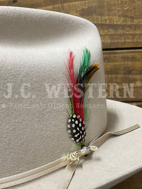 Stetson SFR250-113061 RANGE 6X USA 250 Edition Hat Silverbelly close up. If you need any assistance with this item or the purchase of this item please call us at five six one seven four eight eight eight zero one Monday through Saturday 10:00a.m EST to 8:00 p.m EST