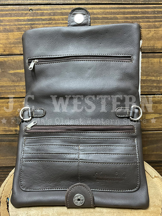 American West 7750178 Ladies Large Grab N Go Fold Over Crossbody Bag Pony Hair On inside view. If you need any assistance with this item or the purchase of this item please call us at five six one seven four eight eight eight zero one Monday through Saturday 10:00a.m EST to 8:00 p.m EST