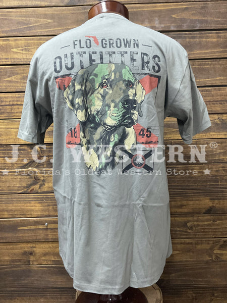 FloGrown FGM1-1134 Men Camo Dog Tee Grey back view. If you need any assistance with this item or the purchase of this item please call us at five six one seven four eight eight eight zero one Monday through Saturday 10:00a.m EST to 8:00 p.m EST