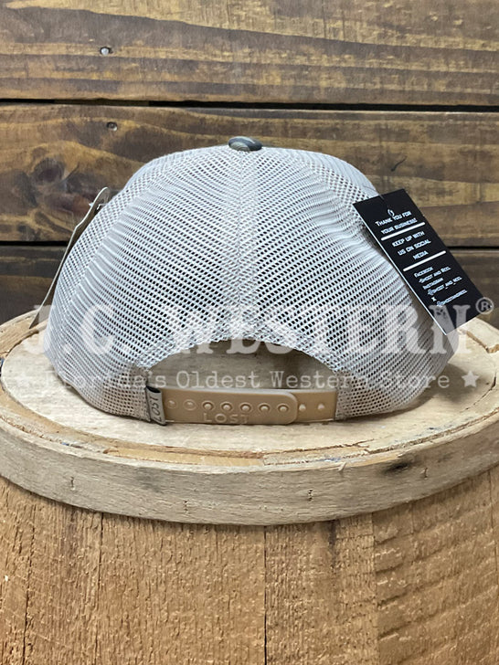 Shoot & Reel SR14-BLTN Florida Ranching Patch Pre Curved Cap Bottomland Tan back view. If you need any assistance with this item or the purchase of this item please call us at five six one seven four eight eight eight zero one Monday through Saturday 10:00a.m EST to 8:00 p.m EST