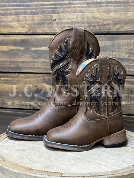 Roper 3859 Kids Draftmaster Square Toe Western Boot Brown side view. If you need any assistance with this item or the purchase of this item please call us at five six one seven four eight eight eight zero one Monday through Saturday 10:00a.m EST to 8:00 p.m EST