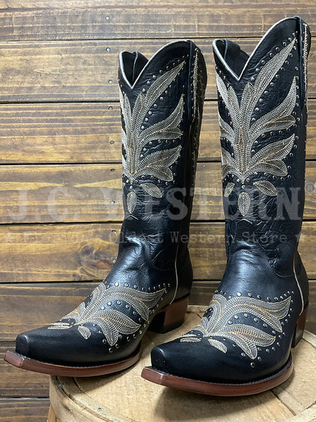 Old Gringo YL660-3 Womens ZINNIA Leather Boot Black side view pair. If you need any assistance with this item or the purchase of this item please call us at five six one seven four eight eight eight zero one Monday through Saturday 10:00a.m EST to 8:00 p.m EST