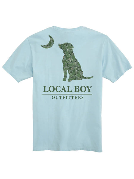 Local Boy Outfitters L1000690-CBY Mens Par 3 Dog & Moon T-Shirt Chambray back view. If you need any assistance with this item or the purchase of this item please call us at five six one seven four eight eight eight zero one Monday through Saturday 10:00a.m EST to 8:00 p.m EST