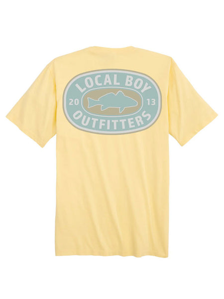 Local Boy Outfitters L1000695-BAN Mens Sandy Red T-Shirt Banana Yellow back view. If you need any assistance with this item or the purchase of this item please call us at five six one seven four eight eight eight zero one Monday through Saturday 10:00a.m EST to 8:00 p.m EST