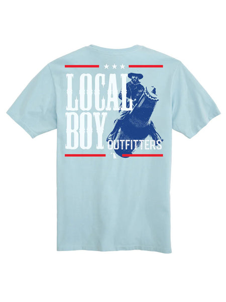 Local Boy Outfitters L1000716-CBY Mens Beer Wrangler T-Shirt Chambray back view. If you need any assistance with this item or the purchase of this item please call us at five six one seven four eight eight eight zero one Monday through Saturday 10:00a.m EST to 8:00 p.m EST