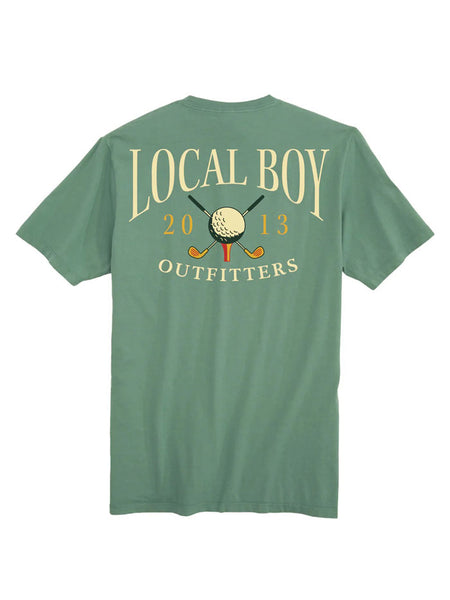 Local Boy Outfitters L1000753-LTG Mens Golf Society T-Shirt Light Green back view. If you need any assistance with this item or the purchase of this item please call us at five six one seven four eight eight eight zero one Monday through Saturday 10:00a.m EST to 8:00 p.m EST