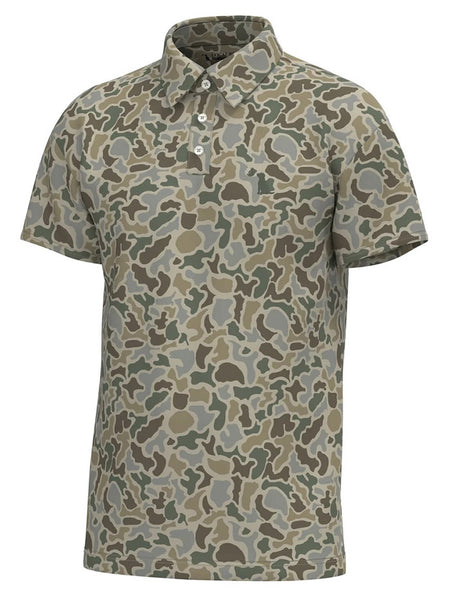 Local Boy Outfitters L1200071-LFS Mens Dirty Myrtle Polo Tee Localflage Sand front view. If you need any assistance with this item or the purchase of this item please call us at five six one seven four eight eight eight zero one Monday through Saturday 10:00a.m EST to 8:00 p.m EST