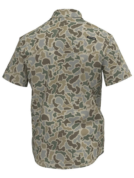 Local Boy Outfitters L1500050-LFS Lowcountry Button Down Shirt Localflage Sand back view. If you need any assistance with this item or the purchase of this item please call us at five six one seven four eight eight eight zero one Monday through Saturday 10:00a.m EST to 8:00 p.m EST