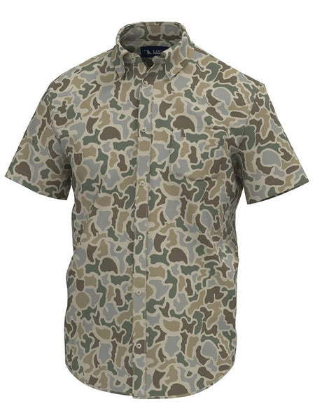Local Boy Outfitters L1500050-LFS Lowcountry Button Down Shirt Localflage Sand front view. If you need any assistance with this item or the purchase of this item please call us at five six one seven four eight eight eight zero one Monday through Saturday 10:00a.m EST to 8:00 p.m EST