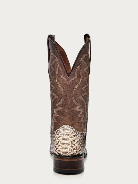 Circle G L5740 Mens Embroidery Square Toe Python Boot Natural back view. If you need any assistance with this item or the purchase of this item please call us at five six one seven four eight eight eight zero one Monday through Saturday 10:00a.m EST to 8:00 p.m EST