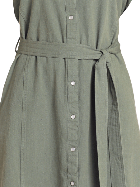Rock & Roll Denim LWD2R04679 Womens Pleated Ballon Sleeve Dress Olive   J.C. Western Wear