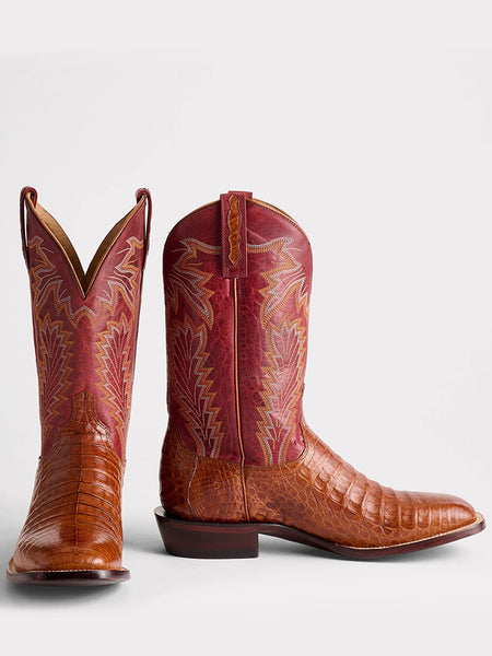 Lucchese M4496.WF Mens WYATT Ultra Belly Caiman Boots Sienna