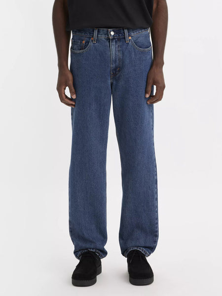 Levi’s 005054886 Mens 505 Regular Fit Jeans Dark Stonewash front view. If you need any assistance with this item or the purchase of this item please call us at five six one seven four eight eight eight zero one Monday through Saturday 10:00a.m EST to 8:00 p.m EST
