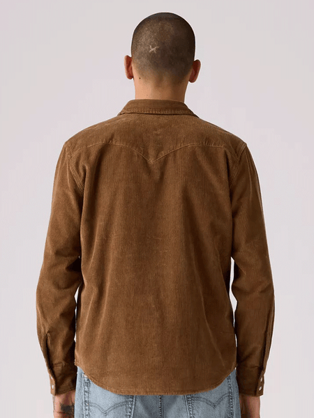 Levis 857450244 Mens Corduroy Western Snap Shirt Bark back view. If you need any assistance with this item or the purchase of this item please call us at five six one seven four eight eight eight zero one Monday through Saturday 10:00a.m EST to 8:00 p.m EST