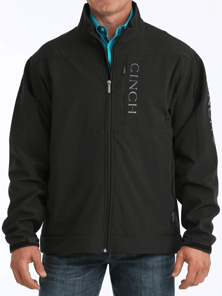 Cinch MWJ1043014 Mens Conceal Carry Bonded Jacket Black front view. If you need any assistance with this item or the purchase of this item please call us at five six one seven four eight eight eight zero one Monday through Saturday 10:00a.m EST to 8:00 p.m EST