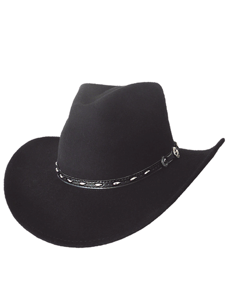 Dallas Hats OUTLAW 3 Wool Felt Hat Black side / front view. If you need any assistance with this item or the purchase of this item please call us at five six one seven four eight eight eight zero one Monday through Saturday 10:00a.m EST to 8:00 p.m EST