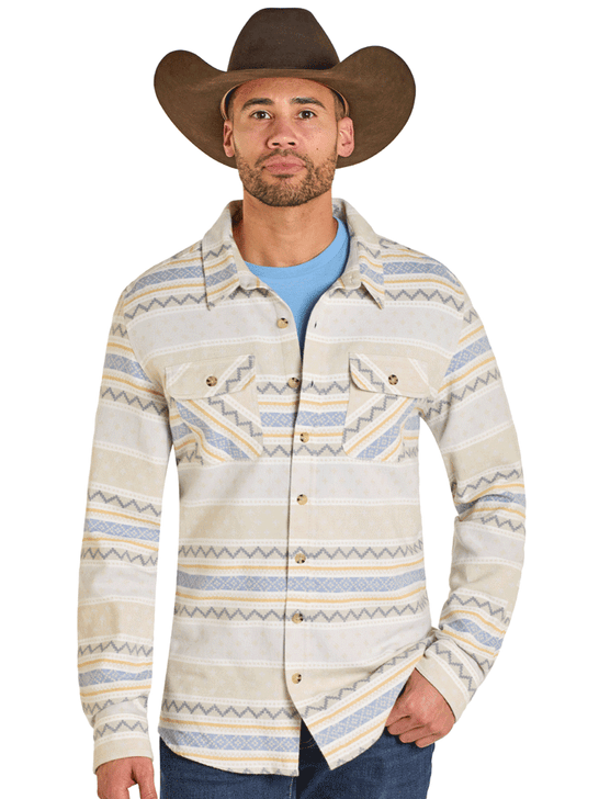 Panhandle PMB2S06904 Mens Long Sleeve Western Shirt Natural front view. If you need any assistance with this item or the purchase of this item please call us at five six one seven four eight eight eight zero one Monday through Saturday 10:00a.m EST to 8:00 p.m EST