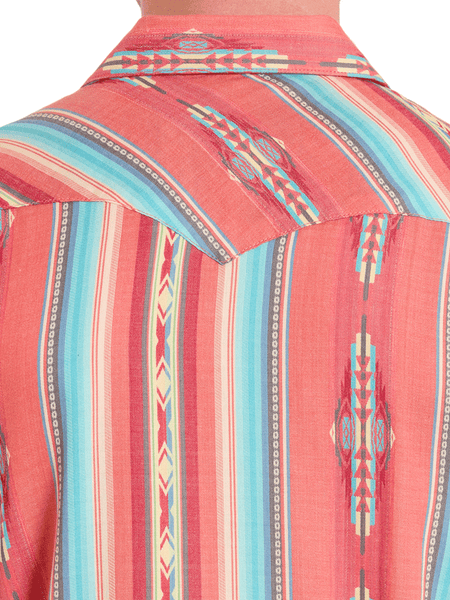 Panhandle PMN9S08155 Mens Modern Vintage Short Sleeve Western Shirt Red back view. If you need any assistance with this item or the purchase of this item please call us at five six one seven four eight eight eight zero one Monday through Saturday 10:00a.m EST to 8:00 p.m EST