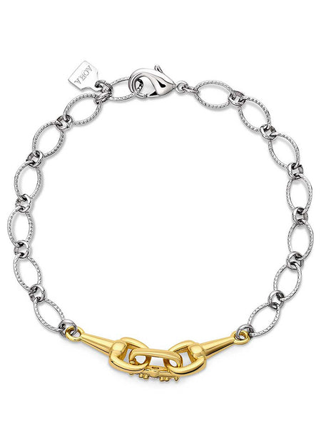 Montana Silversmiths QBC6084 Womens Enjoy the Ride Bracelet Silver And Gold back view. If you need any assistance with this item or the purchase of this item please call us at five six one seven four eight eight eight zero one Monday through Saturday 10:00a.m EST to 8:00 p.m EST
