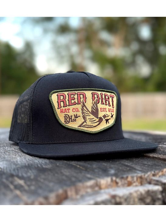 Red Dirt RDHC-488 FLY SOUTH Trucker Cap Black front view. If you need any assistance with this item or the purchase of this item please call us at five six one seven four eight eight eight zero one Monday through Saturday 10:00a.m EST to 8:00 p.m EST