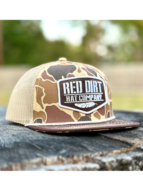 Red Dirt RDHCY-55 OLD SKOOL Youth Trucker Cap Camo Tan front view. If you need any assistance with this item or the purchase of this item please call us at five six one seven four eight eight eight zero one Monday through Saturday 10:00a.m EST to 8:00 p.m EST