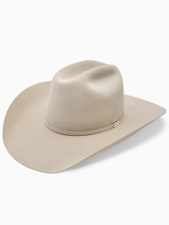 Resistol RFFVST-RB4271 FIVE STAR 5X Cowboy Hat Silverbelly side / front view. If you need any assistance with this item or the purchase of this item please call us at five six one seven four eight eight eight zero one Monday through Saturday 10:00a.m EST to 8:00 p.m EST