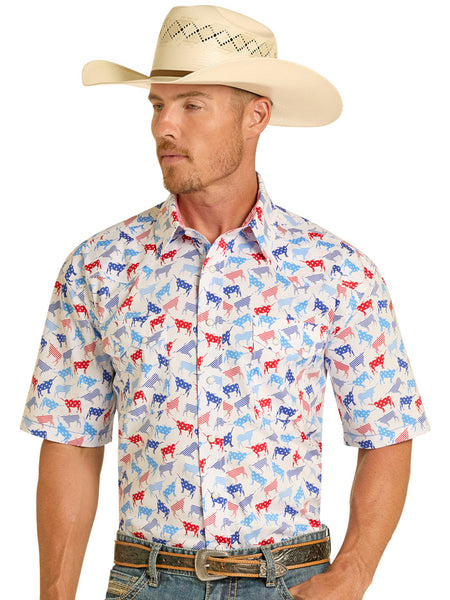 Panhandle RMN3S08929 Mens Short Sleeve Snap Shirt White front view. If you need any assistance with this item or the purchase of this item please call us at five six one seven four eight eight eight zero one Monday through Saturday 10:00a.m EST to 8:00 p.m EST