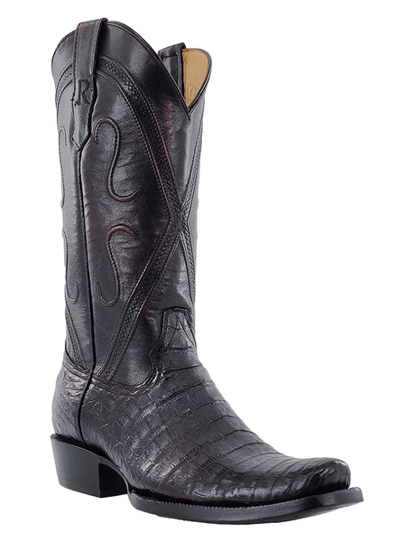 R.Watson RW2002-1 Mens Caiman Belly Western Boots Black Cherry front and side view. If you need any assistance with this item or the purchase of this item please call us at five six one seven four eight eight eight zero one Monday through Saturday 10:00a.m EST to 8:00 p.m EST