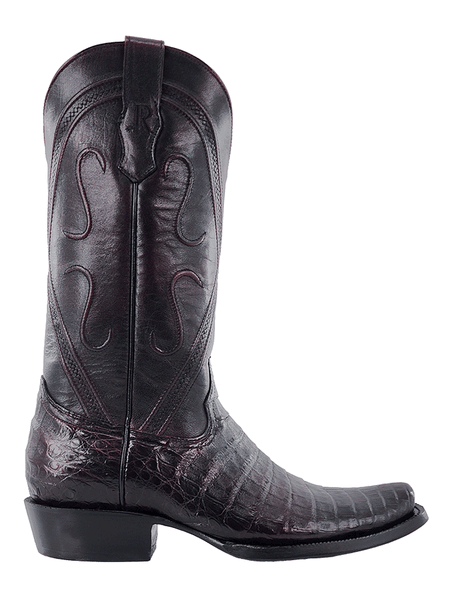 R.Watson RW2002-1 Mens Caiman Belly Western Boots Black Cherry outter side view. If you need any assistance with this item or the purchase of this item please call us at five six one seven four eight eight eight zero one Monday through Saturday 10:00a.m EST to 8:00 p.m EST