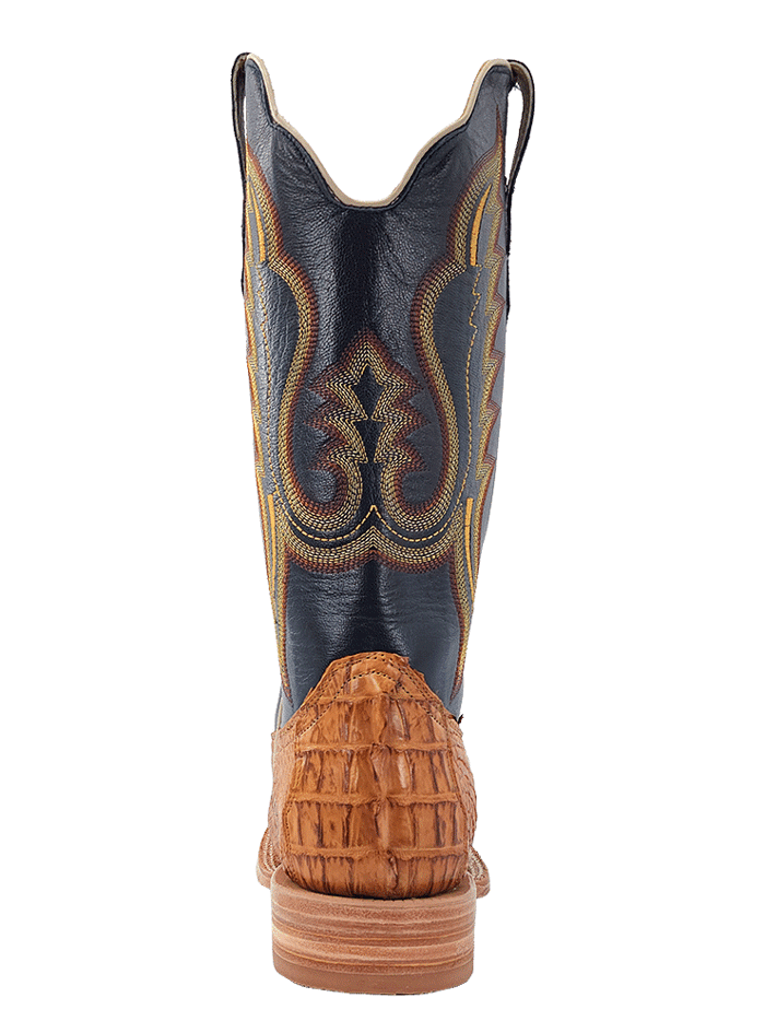 R.Watson RW3010-2 Mens Hornback Caiman Tail Western Boot Saddle Tan front and side view. If you need any assistance with this item or the purchase of this item please call us at five six one seven four eight eight eight zero one Monday through Saturday 10:00a.m EST to 8:00 p.m EST