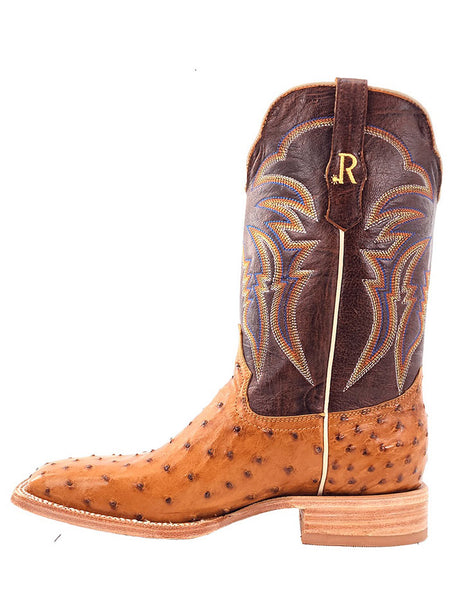 R.Watson RW4506-2 Mens Full Quill Ostrich Boot Cognac inner side view. If you need any assistance with this item or the purchase of this item please call us at five six one seven four eight eight eight zero one Monday through Saturday 10:00a.m EST to 8:00 p.m EST