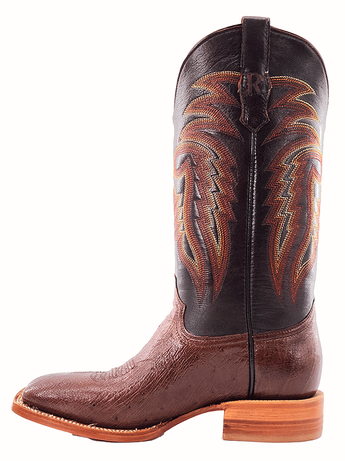 R.Watson RW5001-2 Mens Smooth Ostrich Western Boot Chocolate Tobac front and side view. If you need any assistance with this item or the purchase of this item please call us at five six one seven four eight eight eight zero one Monday through Saturday 10:00a.m EST to 8:00 p.m EST