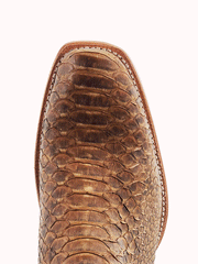 R.Watson RW7911-1 Mens Beige Sueded Python Western Boot Tan toe view from above. If you need any assistance with this item or the purchase of this item please call us at five six one seven four eight eight eight zero one Monday through Saturday 10:00a.m EST to 8:00 p.m EST