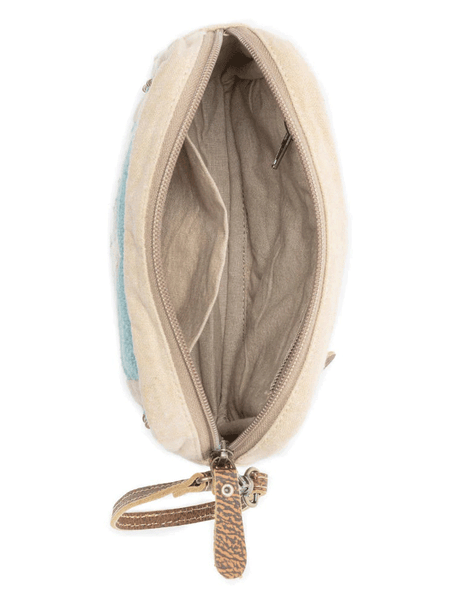 Myra Bag S-12810 Womens Azure Dune Canvas Pouch Vintage Beige inside view. If you need any assistance with this item or the purchase of this item please call us at five six one seven four eight eight eight zero one Monday through Saturday 10:00a.m EST to 8:00 p.m EST