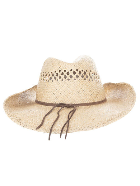 Scala SCA11832 CONNIE Hand Woven Raffia Western Hat Natural back view. If you need any assistance with this item or the purchase of this item please call us at five six one seven four eight eight eight zero one Monday through Saturday 10:00a.m EST to 8:00 p.m EST