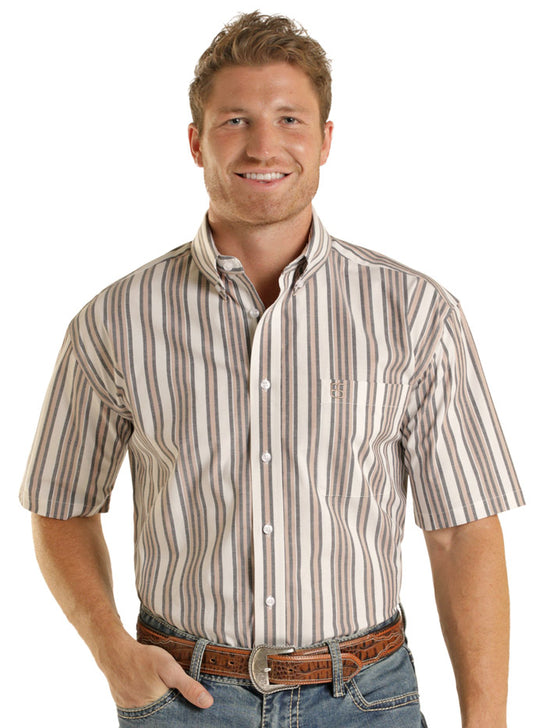 Panhandle SMB3S08956 Mens Short Sleeve Button Down Shirt Tan front view. If you need any assistance with this item or the purchase of this item please call us at five six one seven four eight eight eight zero one Monday through Saturday 10:00a.m EST to 8:00 p.m EST