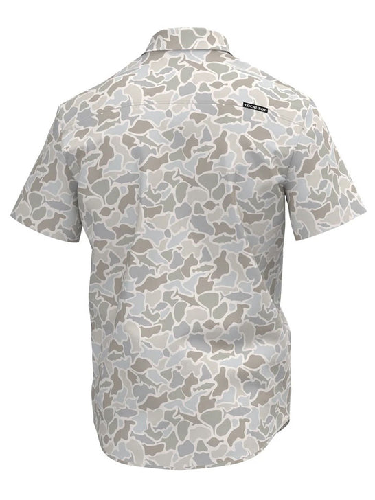 Local Boy Outfitters L500050-SWC Mens Low Country Button Down Shirt Saltwater Natural back view. If you need any assistance with this item or the purchase of this item please call us at five six one seven four eight eight eight zero one Monday through Saturday 10:00a.m EST to 8:00 p.m EST