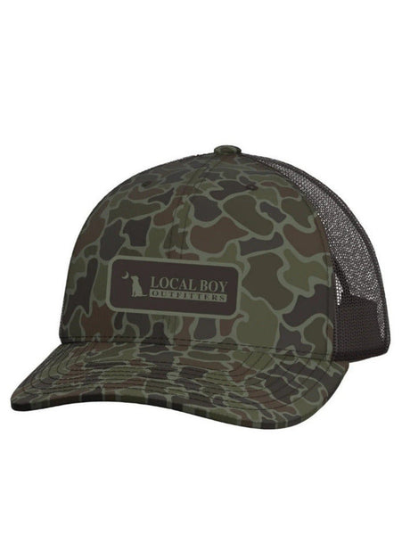 Local Boy Outfitters L3000790-LCO Logo Patch Trucker Hat Localflage OD front view. If you need any assistance with this item or the purchase of this item please call us at five six one seven four eight eight eight zero one Monday through Saturday 10:00a.m EST to 8:00 p.m EST