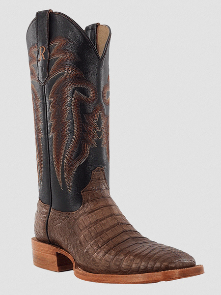 R.Watson RW2004-2 Mens Coco Caiman Belly Western Boots Espresso front and side view. If you need any assistance with this item or the purchase of this item please call us at five six one seven four eight eight eight zero one Monday through Saturday 10:00a.m EST to 8:00 p.m EST