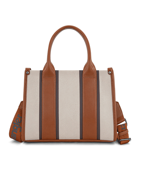 Wrangler WG208-8120SBR Womens Color Block Crossbody Tote Tan Brown back view. If you need any assistance with this item or the purchase of this item please call us at five six one seven four eight eight eight zero one Monday through Saturday 10:00a.m EST to 8:00 p.m EST