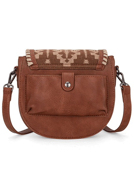 Wrangler WG2212-8136BR Womens Southwestern Print Saddle Bag Brown back view. If you need any assistance with this item or the purchase of this item please call us at five six one seven four eight eight eight zero one Monday through Saturday 10:00a.m EST to 8:00 p.m EST