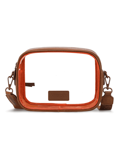 Wrangler WG229-603BR Womens Clear Crossbody Bag / Stadium Bag Brown front view. If you need any assistance with this item or the purchase of this item please call us at five six one seven four eight eight eight zero one Monday through Saturday 10:00a.m EST to 8:00 p.m EST
