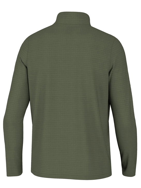Local Boy Outfitters L1300048-OLGR Mens Wafle Half Zip Pullover Olive Green back view. If you need any assistance with this item or the purchase of this item please call us at five six one seven four eight eight eight zero one Monday through Saturday 10:00a.m EST to 8:00 p.m EST