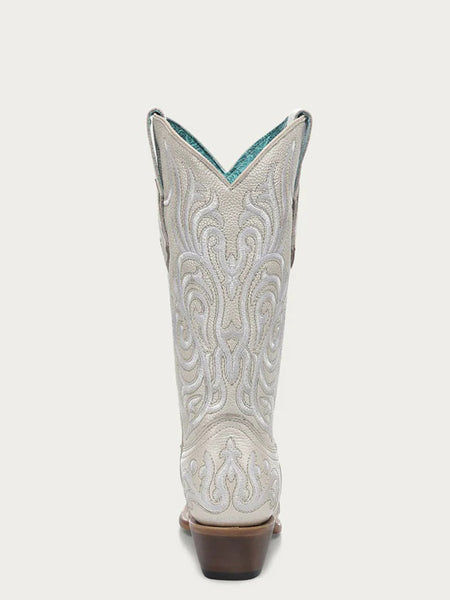 Corral Z5492 Ladies Embroidery Snip Toe Cowboy Boot White back view. If you need any assistance with this item or the purchase of this item please call us at five six one seven four eight eight eight zero one Monday through Saturday 10:00a.m EST to 8:00 p.m EST